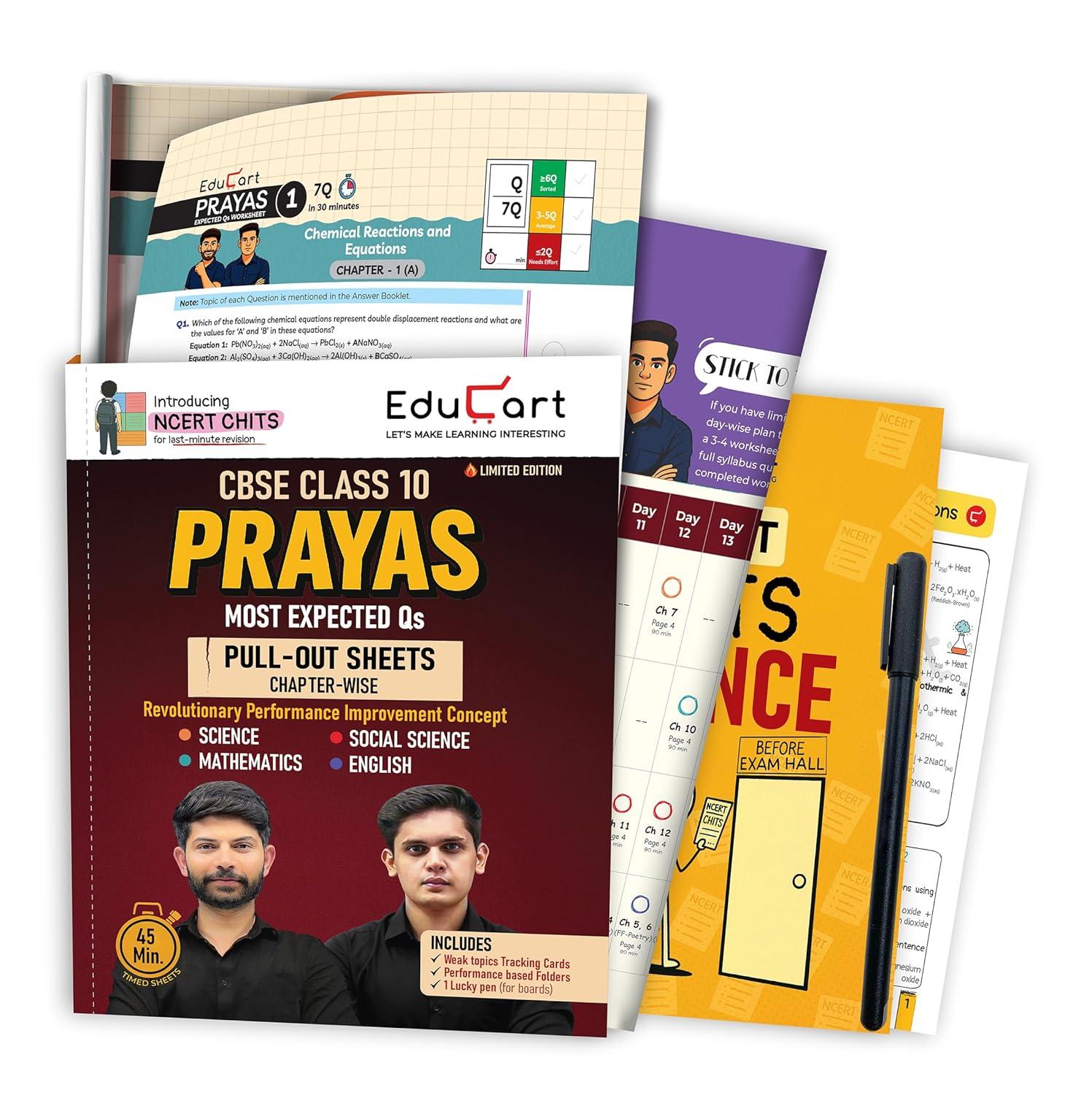 Educart PRAYAS CBSE Class 10 Chapterwise Most Important Questions & PYQs